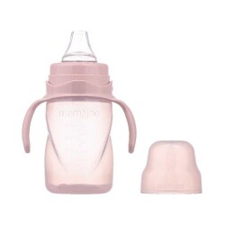 Anti-Kolik Anti-Leck Lernbecher 270 ml & Set mit 2 ergonomischen Löffeln zur Babynahrung - Powder Pink - 4