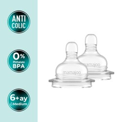 Set mit Anti-Kolik-Flaschensauger, 6 Monate+ | Mittlerer Durchfluss, im Doppelpack – Geschenk mit Aufbewahrungsbox - 1