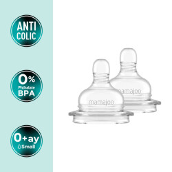 Set mit Anti-Kolik-Flaschensauger, 0 Monate+ | Langsam fließend, im Doppelpack – Geschenk mit Aufbewahrungsbox - 2