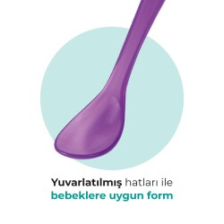 Ergonomisches Löffel-Set für die Babynahrung, Lila & Weiß, ab 6 Monaten, 2-teilig – Aufbewahrungsbox inklusive - 3
