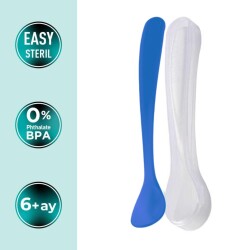 Ergonomisches Löffel-Set für die Ernährung Blau & Weiß, ab 6 Monaten, 2-teilig – Aufbewahrungsbox inklusive - 2