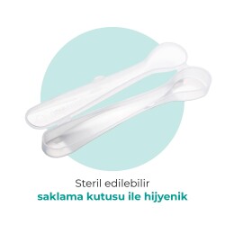 Ergonomisches Löffel-Set für die Ernährung Blau & Weiß, ab 6 Monaten, 2-teilig – Aufbewahrungsbox inklusive - 4