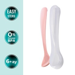 Ergonomisches Löffel-Set für die Babynahrung Powder Pink & Weiß, ab 6 Monaten, 2-teilig – Aufbewahrungsbox inklusive - 2