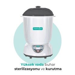 5 İşlevli Buhar Sterilizatörü & Kurutucu | Mama ve Anne Sütü Isıtıcı | Buharlı Pişirici Antrasit - 3