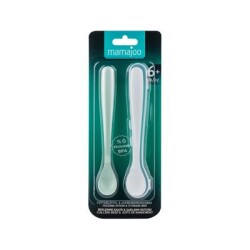 Mamajoo Anti-Kolik Auslaufsicheres Trainingsbecher-Set 160 ml & 2 Ergonomische Löffel für die Fütterung - Powder Green - 7