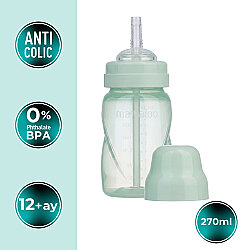 Mamajoo Antikolik Akıtmaz Pipetli Bardak 270 ml Powder Green, 12 Ay+ - 2