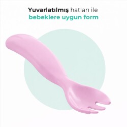 Ergonomik Beslenme Kaşık & Çatal Seti Pembe, 6 Ay+ İkili - 4