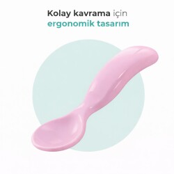Ergonomik Beslenme Kaşık & Çatal Seti Pembe, 6 Ay+ İkili - 5