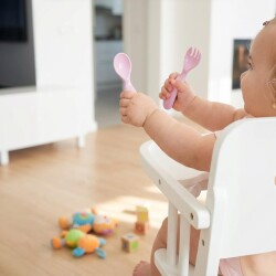Ergonomik Beslenme Kaşık & Çatal Seti Pembe, 6 Ay+ İkili - 6