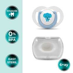 Kieferorthopädischer Schnuller 6 Monate+ | Einzelpack, Silikon, mit Gaumenstütze – Aufbewahrungsbox inklusive Geschenk - 2