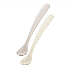 Ergonomik Beslenme Kaşık Seti Light Beige & Light Gray 6 Ay+ İkili - Saklama Kabı Hediyeli - Mamajoo
