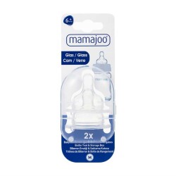 Set mit Glas-Anti-Kolik-Babysauger für Fläschchen, ab 6 Monaten | Mittlerer Durchfluss, 2-teilig – Geschenk: Aufbewahrungsbox - 1