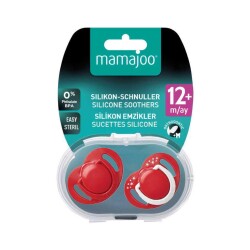 Kieferorthopädisches Schnuller-Set 12 Monate+ Rot & Weiß | Zweier-Set, Silikon, mit Gaumenform | Geschenk: Sterilisations- & Aufbewahrungsbox - 6
