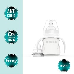 Kulplu Antikolik Alıştırma Biberonu 160 ml 6 Ay+ | Orta Akışlı, 2-in-1 - 2