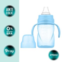 Anti-Colic Spill-Proof Trainer Cup With Handles 270 Ml Powder Blue, 9+ Months - 2