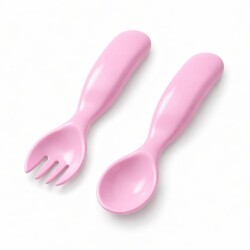 Ergonomisches Löffel- & Gabel-Set für die Babynahrung, Rosa, ab 6 Monaten, 2-teilig - 1