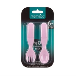 Ergonomisches Löffel- & Gabel-Set für die Babynahrung, Rosa, ab 6 Monaten, 2-teilig - 2
