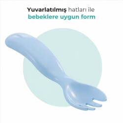 Ergonomisches Löffel- & Gabel-Set zum Füttern Blau, 6 Monate+ (2-teilig) - 3