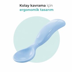 Ergonomisches Löffel- & Gabel-Set zum Füttern Blau, 6 Monate+ (2-teilig) - 4