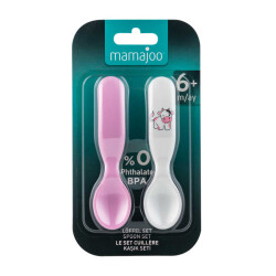 Ergonomisches Löffel-Set für die Babynahrung Pink & Kuh, ab 6 Monaten, 2-teilig - 2