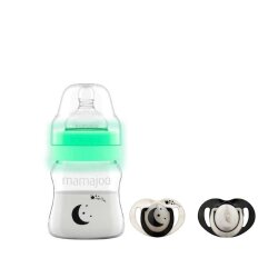 Mamajoo Night & Day Feeding Bottle 160 ml & Orthodontic Design Soothers Black & Pearl with Sterilization & Storage Box / Night & Day 0+ months - 1