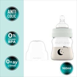 Mamajoo Night & Day Feeding Bottle 160 ml & Orthodontic Design Soothers Black & Pearl with Sterilization & Storage Box / Night & Day 0+ months - 2