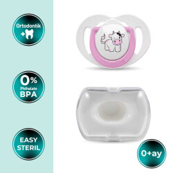 Mamajoo Orthodontic Soother, Pink Cow, 0+ Mo, Storage Box - 2