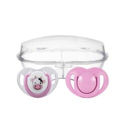 Mamajoo Orthodontic Soother, Pink / Cow, 0+ Mo, Sterilization & Storage Box - 1