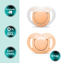 Orthodontic Soother Set 6+ Months Powder Blush | 2 Pack, Silicone, Palate-Friendly | Includes Sterilisation And Storage Case - 2