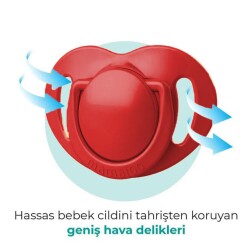 Ortodontik Emzik Seti 0 Ay+ Kırmızı & Beyaz | İkili, Silikon, Damaklı | Sterilizasyon & Saklama Kabı Hediyeli - 5