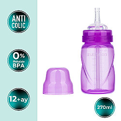 Antikolik Akıtmaz Pipetli Bardak 270 ml Mor, 12 Ay+ - 2