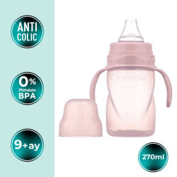 Anti-Kolik-Flasche 150 ml & Anti-Kolik Trinklernbecher ohne Auslaufen 270 ml – Powder Pink - 3