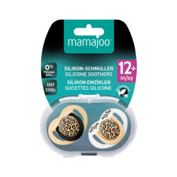 Kieferorthopädisches Schnuller-Set 12 Monate+ Beige Leopard | Zweierpack, Silikon, mit Gaumenform | Geschenk: Sterilisations- & Aufbewahrungsbox - 8