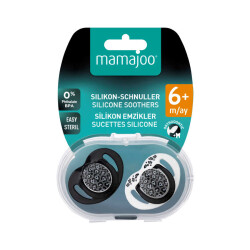 Kieferorthopädisches Schnuller-Set 6 Monate+ Anthrazit Leopard | Zweierpack, Silikon, mit Gaumenform | Geschenk: Sterilisations- & Aufbewahrungsbox - 8