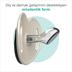 Ortodontik Emzik Seti 6 Ay+ Pearl & Black | İkili, Silikon, Damaklı | Sterilizasyon & Saklama Kabı Hediyeli - 3