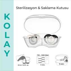 Ortodontik Emzik Seti 6 Ay+ Pearl & Black | İkili, Silikon, Damaklı | Sterilizasyon & Saklama Kabı Hediyeli - 6