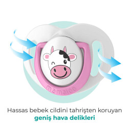 Ortodontik Emzik 0 Ay+ İnek | Tekli, Silikon, Damaklı - Saklama Kabı Hediyeli - 5