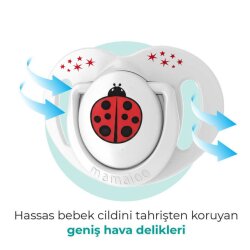 Ortodontik Emzik 12 Ay+ Uğur Böceği | Tekli, Silikon, Damaklı - Saklama Kabı Hediyeli - 4