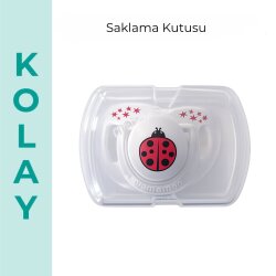 Ortodontik Emzik 12 Ay+ Uğur Böceği | Tekli, Silikon, Damaklı - Saklama Kabı Hediyeli - 6