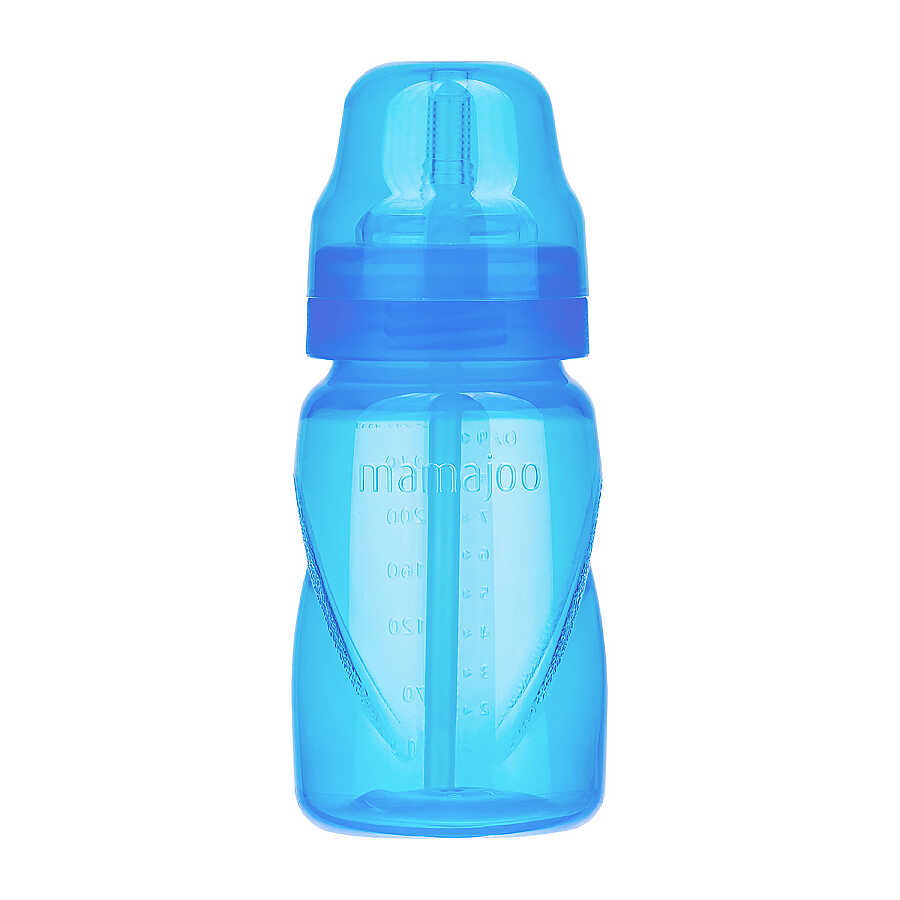 Antikolik Anti-Leck Trinkbecher mit Strohhalm 270 ml Blau, 12 Monate+ - Mamajoo