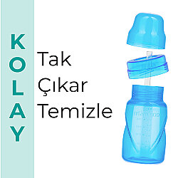 Antikolik Anti-Leck Trinkbecher mit Strohhalm 270 ml Blau, 12 Monate+ - 6