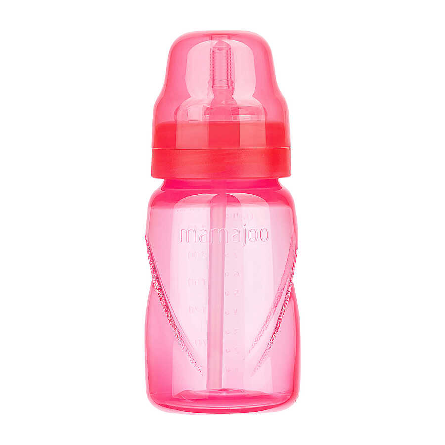 Antikolik Anti-Leck Trinkbecher mit Trinkhalm 270 ml Rosa, 12 Monate+ - Mamajoo