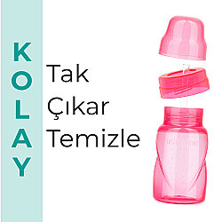 Antikolik Anti-Leck Trinkbecher mit Trinkhalm 270 ml Rosa, 12 Monate+ - 6