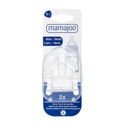 Set mit Anti-Kolik Babyflaschen-Sauger aus Glas, 0+ Monate | Langsamer Durchfluss, doppelt – mit Geschenk-Aufbewahrungsbox - 1