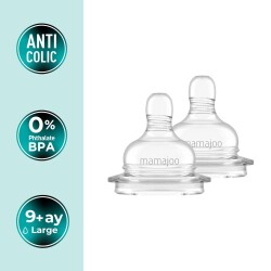 Set mit Anti-Kolik-Flaschensauger (9 Monate+) | Schnellfluss, im Doppelpack – Geschenk: Aufbewahrungsbox - 1